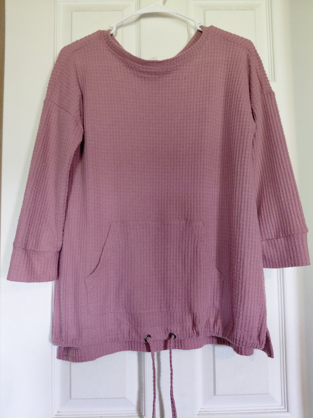 French Laundry Waffle Knit Pullover Sweater in Mauve Pink-S